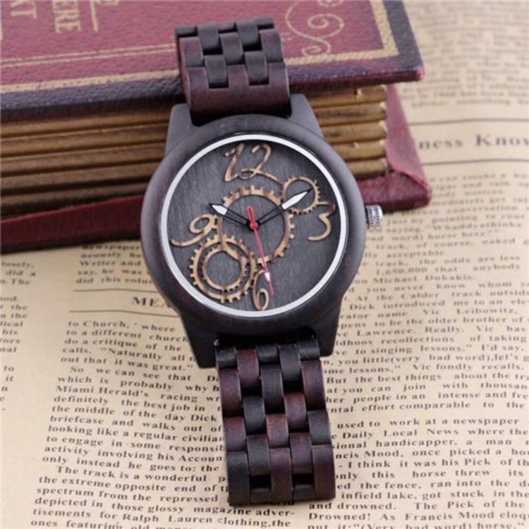 New Mens Luxury Brown Wooden Watch